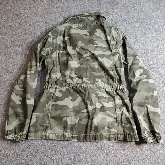 OLD NAVY Women’s Army Camo Flag Utility Full Zip Jacket Flap pockets Sz XS Small - Picture 5 of 13